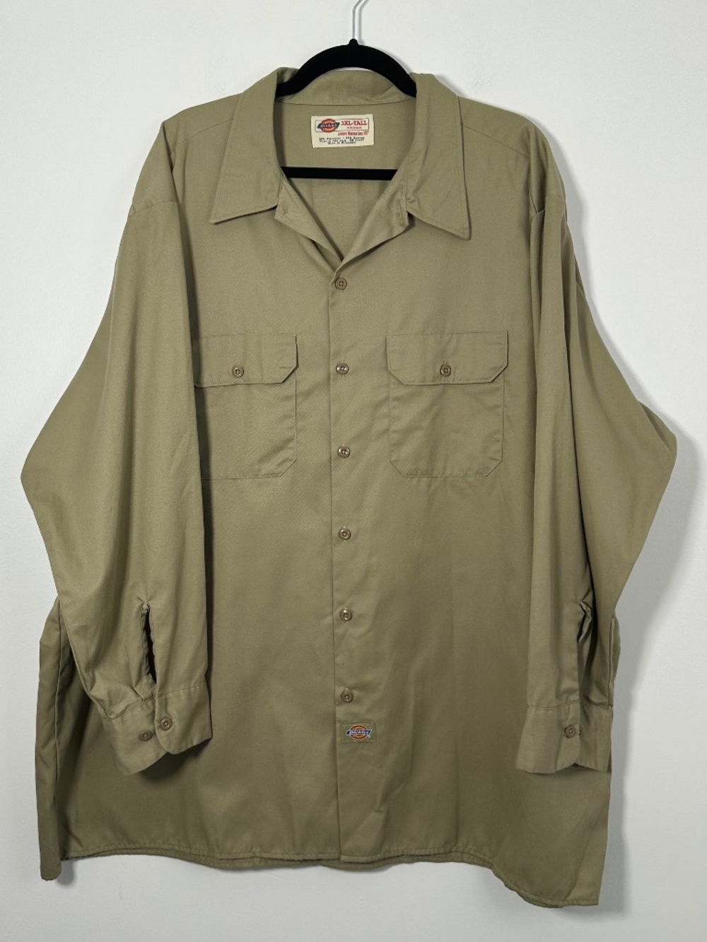 Dickies Mens 3XL-Tall Beige Long Sleeve Work Shirt Durable Workwear Classic